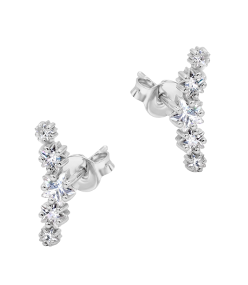 Stars Curve Silver Stud Earring STS-6949